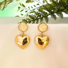 Heart Danglers Gold Earrings
