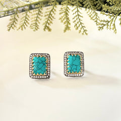 Colourful Stone Ear Studs - Aqua