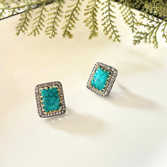 Colourful Stone Ear Studs - Aqua