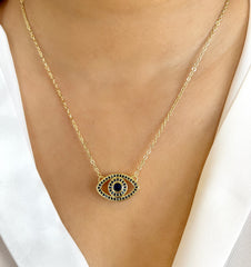 Blue Gold Evil Eye Necklace