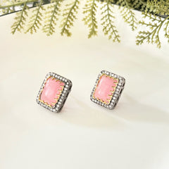 Colourful Stone Ear Studs - Baby Pink