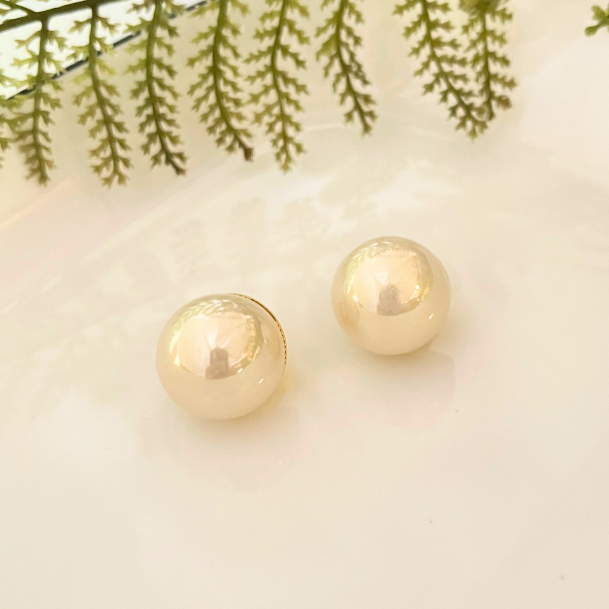 20mm Pearl Studs With Clip- Natural Color