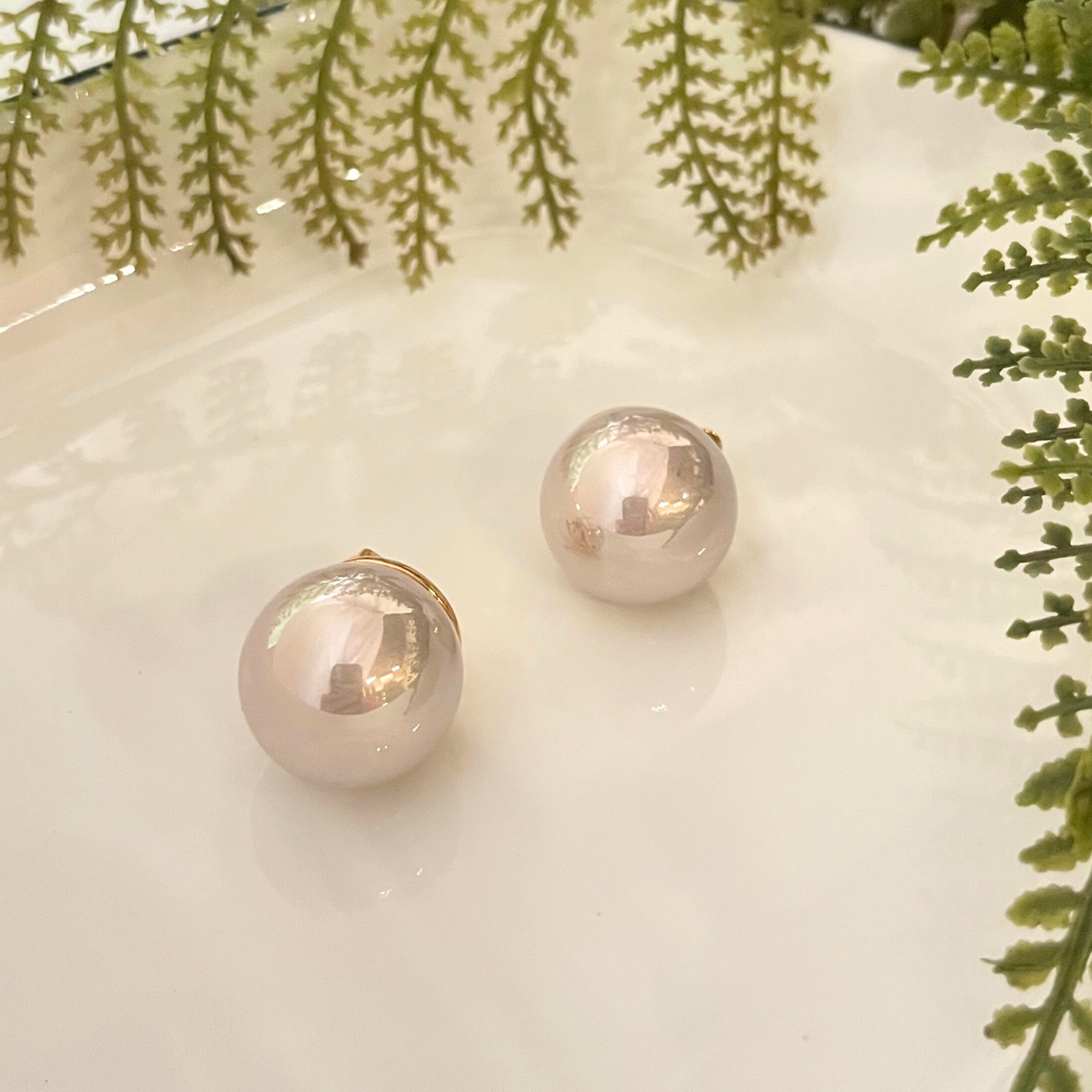 20mm Pearl Studs With Clip- Baby Pink Color