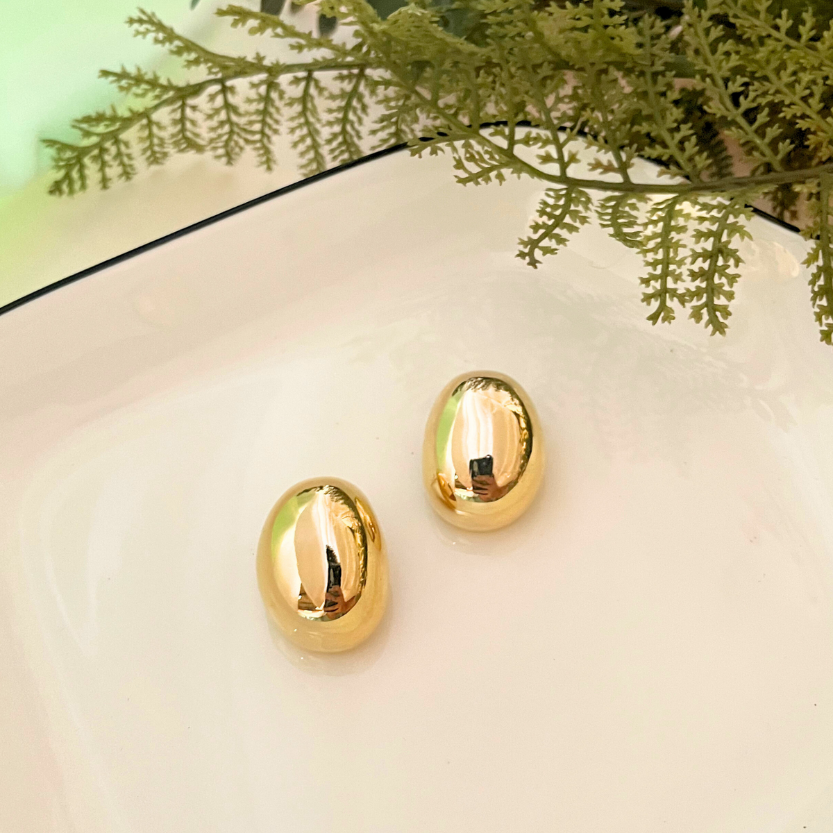 Lustrous Gold Orb Ear Studs