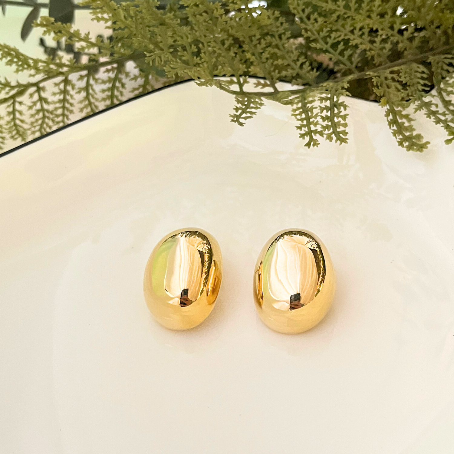 Lustrous Gold Orb Ear Studs