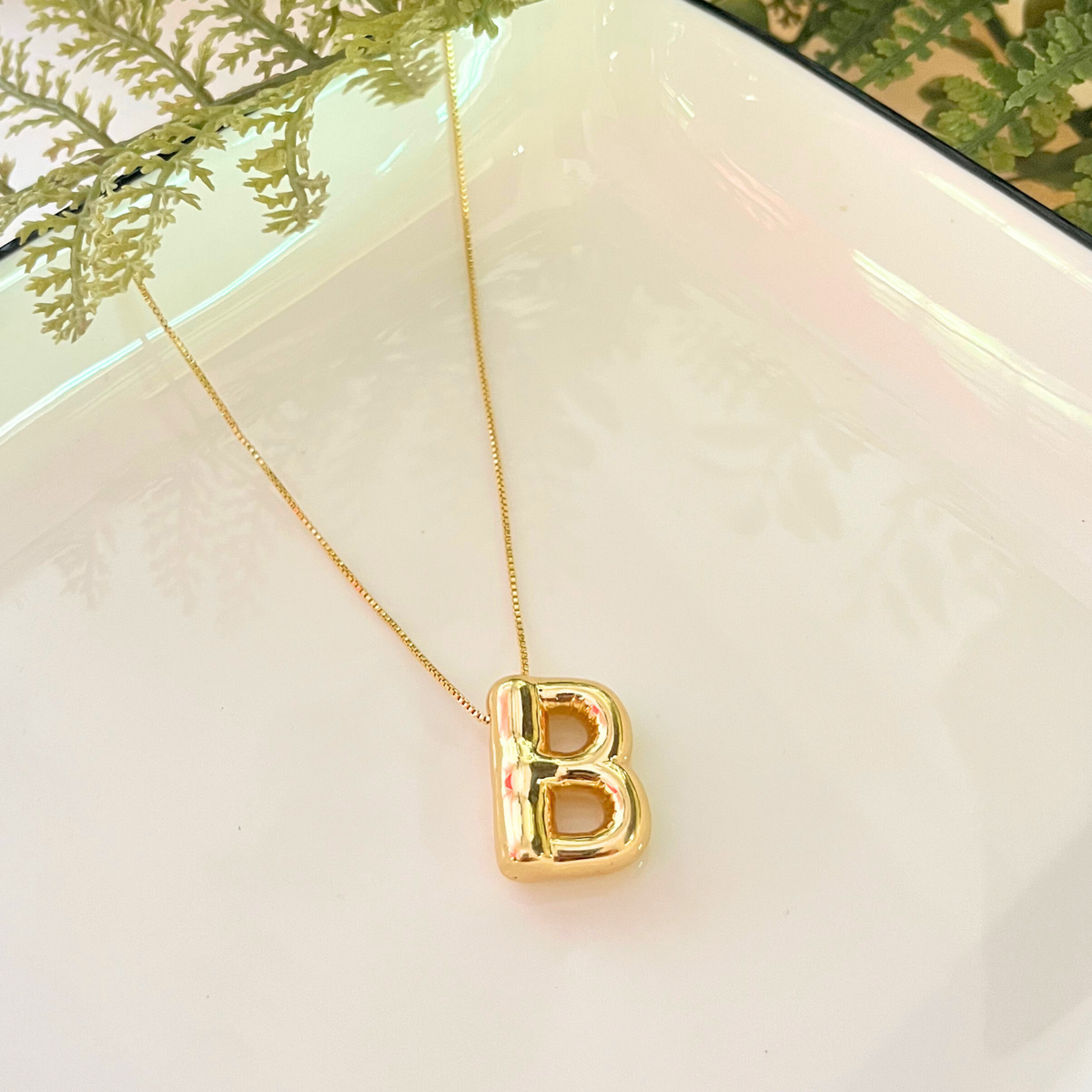 'B' Initial Charm Pendant Necklace