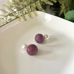 Colour Bomb Studs with Pearl Closure- Ruby Pink