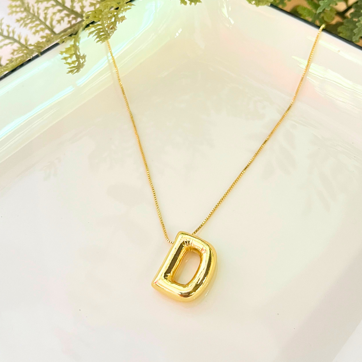 'D' Initial Charm Pendant Necklace