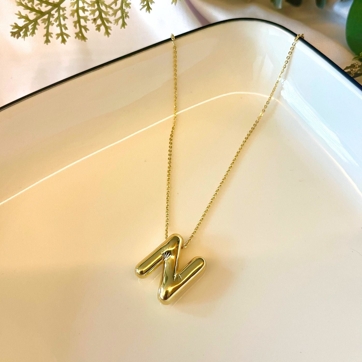 'N' Initial Charm Pendant Necklace