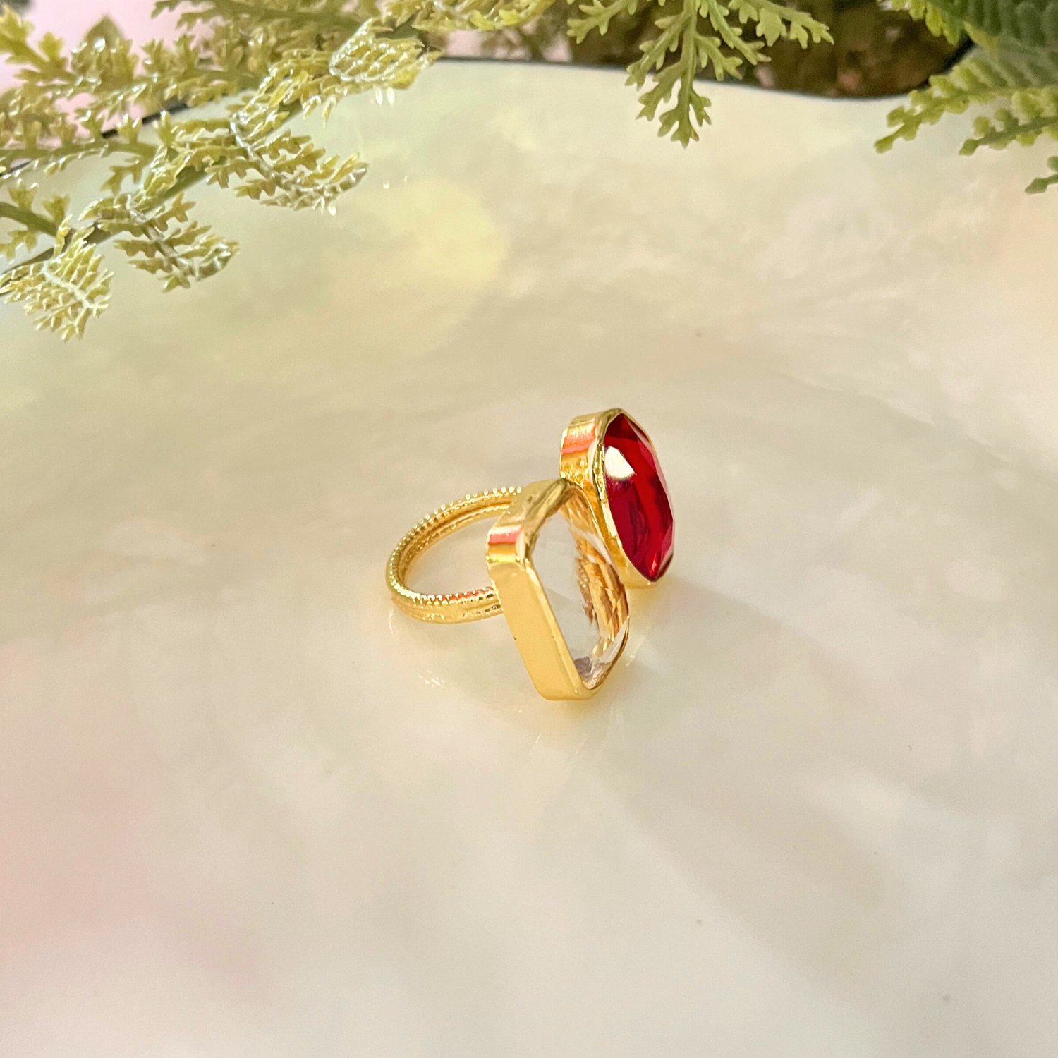 Dual Hue Adjustable Ring - Red and White