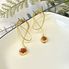 Abstract Statement Earrings with Druzzy Stone