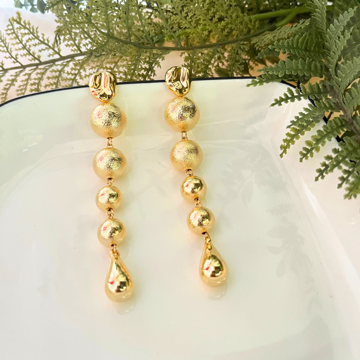 Golden Cascade Dangler Earrings