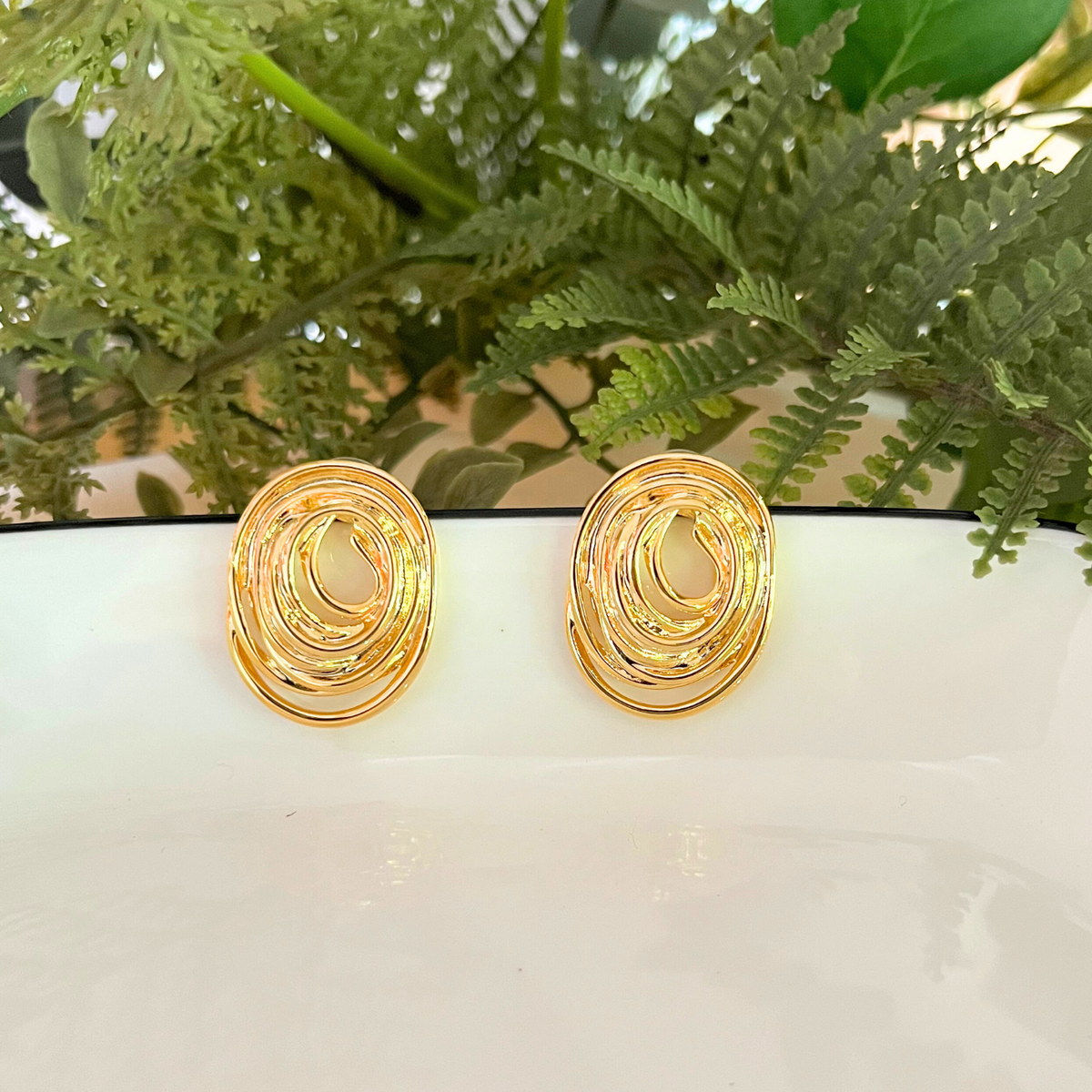 Swirl Charm Stud Earrings